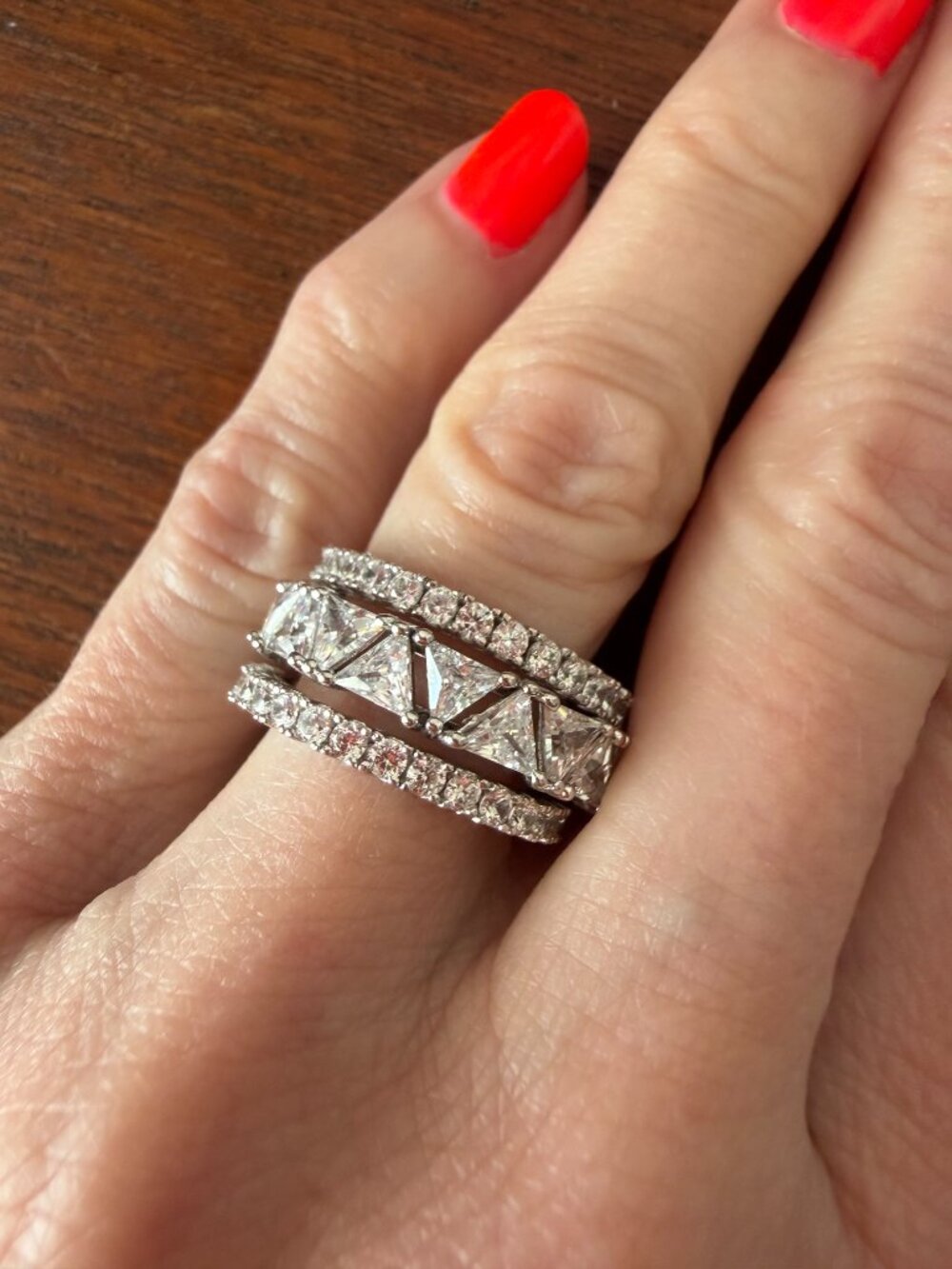 NIB Radiance by Absolute Trilliant Cut Eternity Ring 3 Ring Set